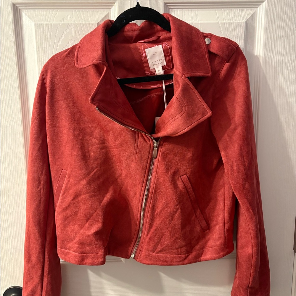 LC Lauren Conrad Women's Terracotta/Maroon Suede Jacket - Picture 2 of 7